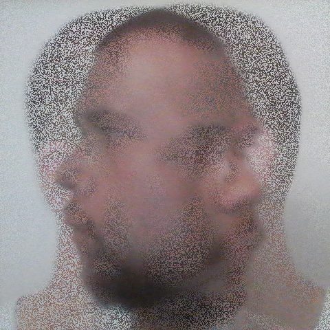 Portrait of Helio Santos rendered in dots